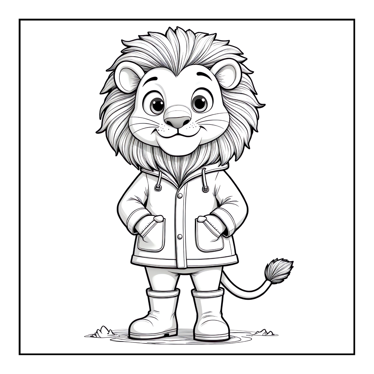 Cute Cozy Funny Lion Animal Coloring Book Gift for Adults Kids Boys Girls Teens: Single Sided Bold and Easy Cool Lion Themed Coloring Book