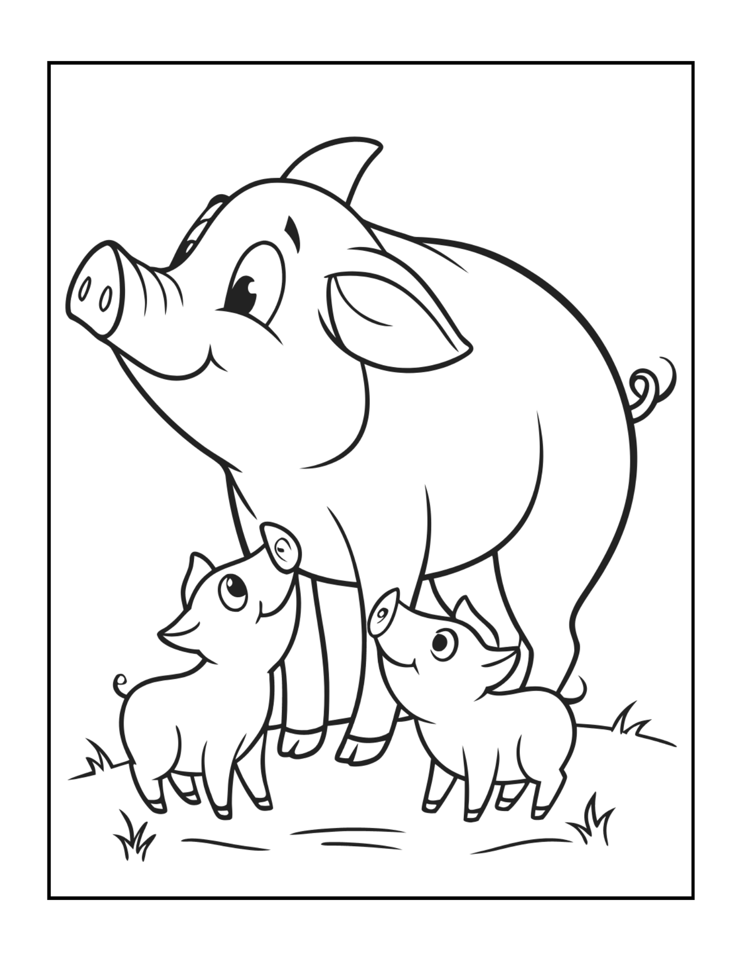 50 Pages Single Sided Cute Pig Coloring Book Gift for Adults Men Women Kids Young Boys Girls Teens Cool Piggy Coloring Activity Book