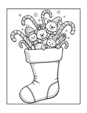 Load image into Gallery viewer, Cozy Christmas Coloring Book for Kids Adults: 25 Bold Easy Single Sided Holiday Coloring Pages with Cute Kitten Santa Snowman Designs
