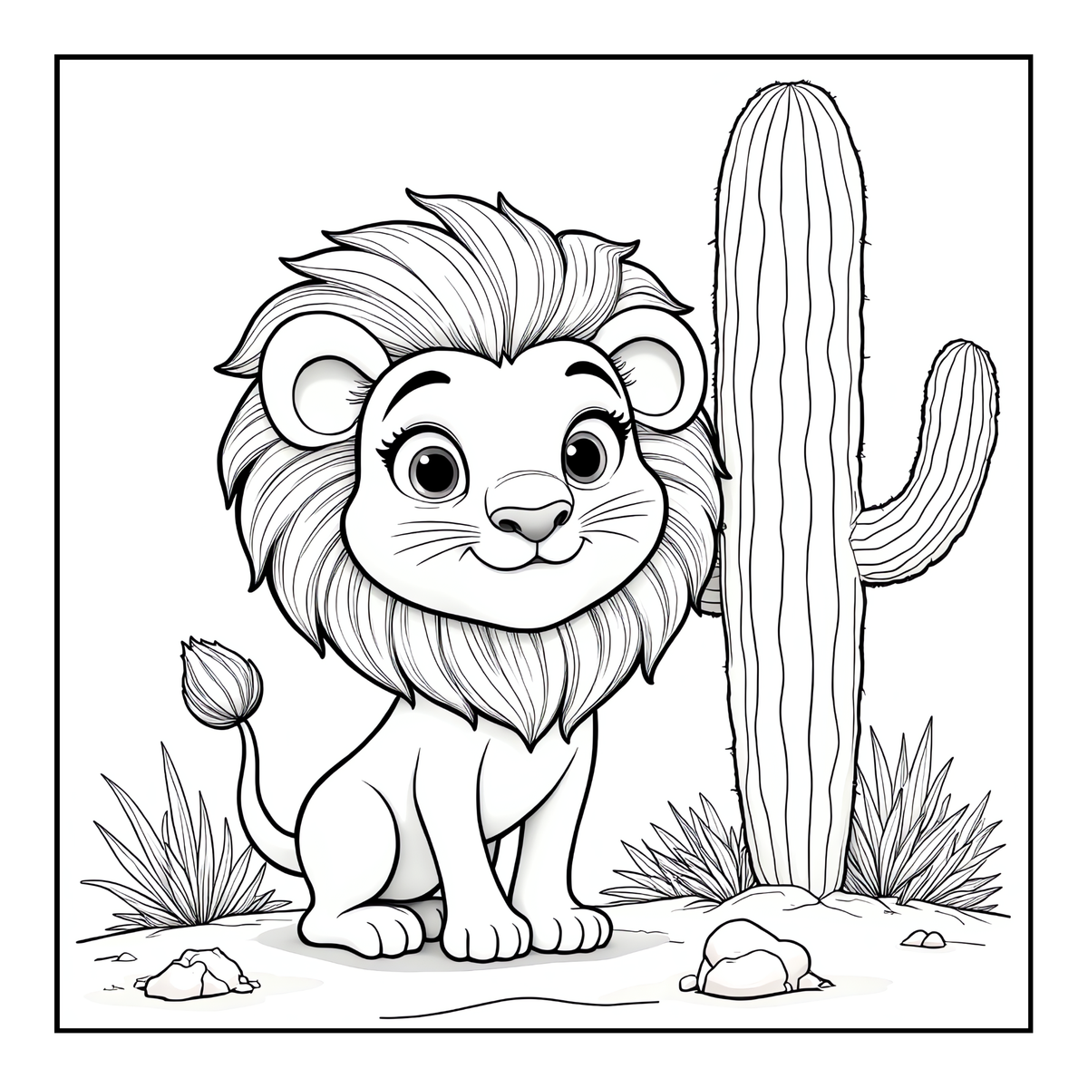 Cute Cozy Funny Lion Animal Coloring Book Gift for Adults Kids Boys Girls Teens: Single Sided Bold and Easy Cool Lion Themed Coloring Book