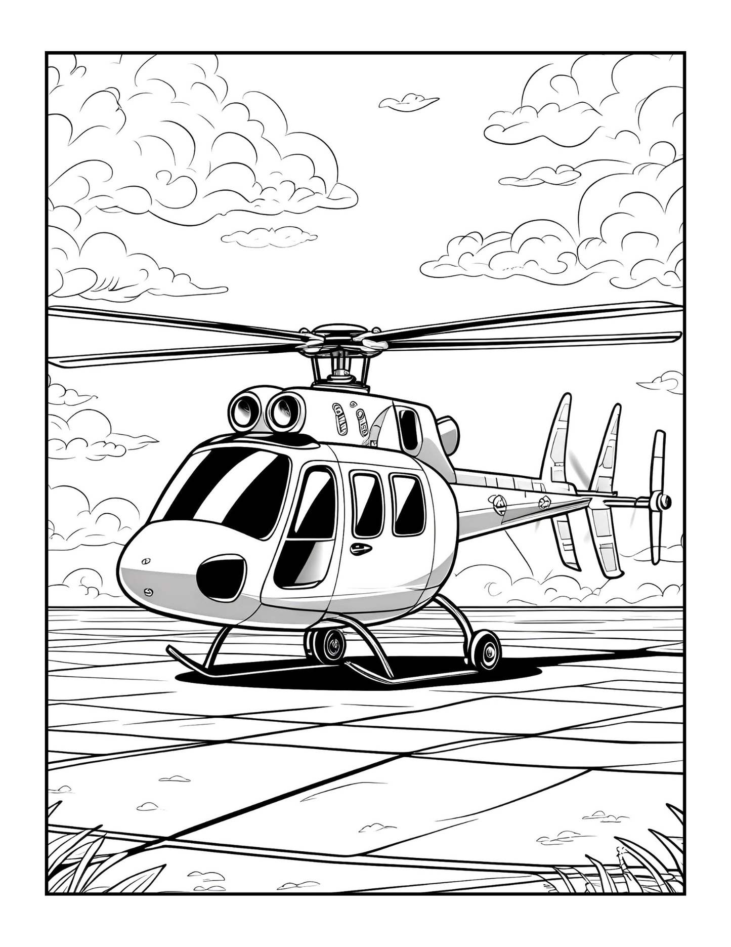Helicopter Coloring Book Gift for Adults Kids Boys Girls Teens 50 Pages Single Sided Cool Helicopter Chopper Lover Aircraft Coloring Book