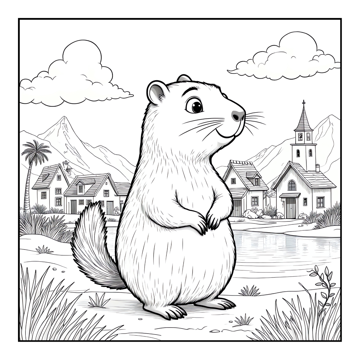 Cute Cozy Funny Capybara Animal Coloring Book Gift for Adults Kids Boys Girls Teens: Single Sided Bold and Easy Cool Capybara Coloring Book