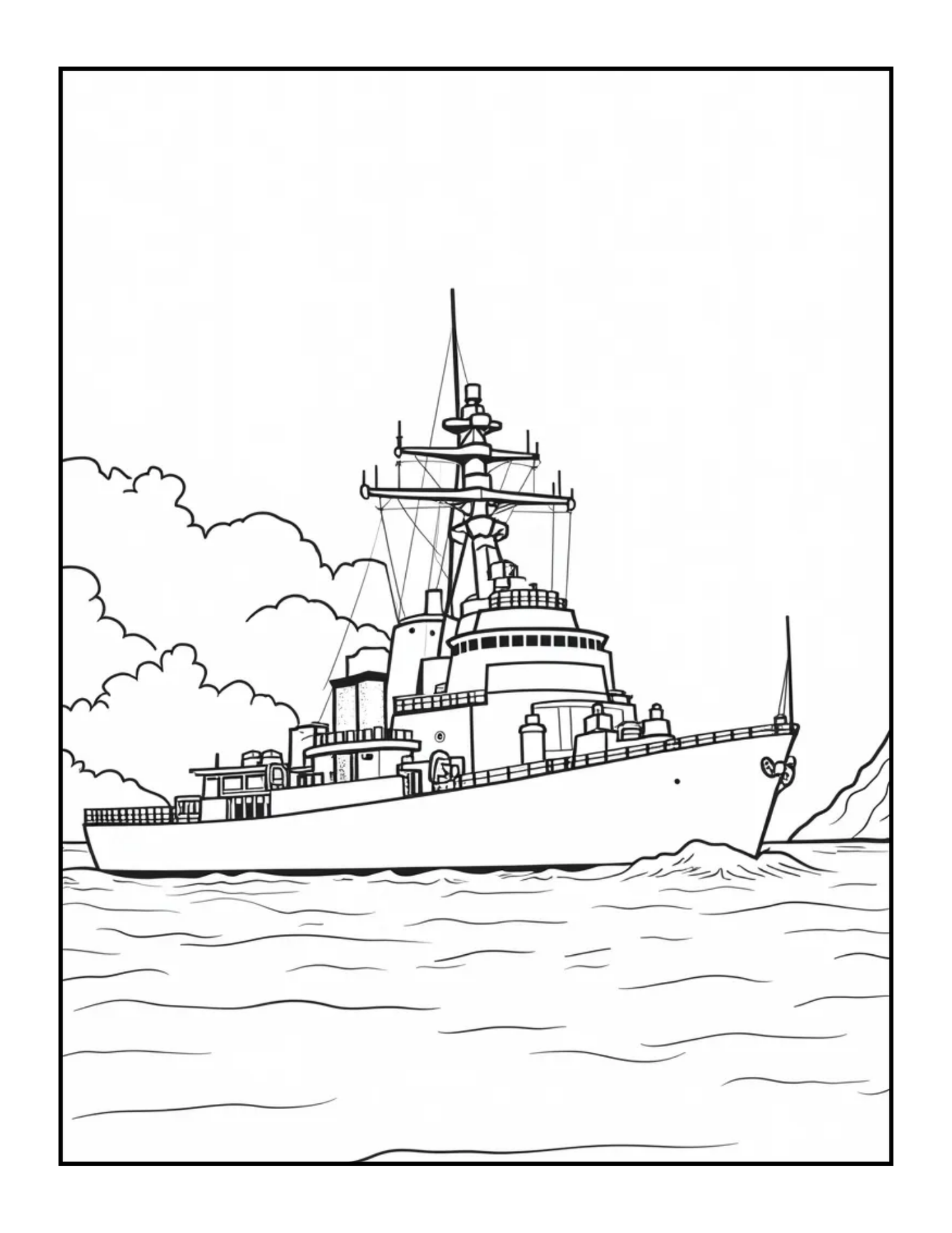 Navy Ship Coloring Book for Adults Men Women Kids Boys Girls Teens Military Navy Coloring Pages Children Navy Carrier Ship Coloring Sheets