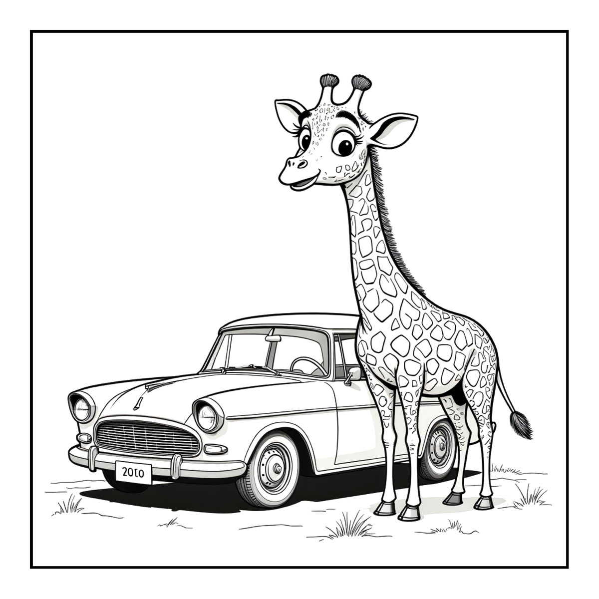 Cute Cozy Funny Giraffe Animal Coloring Book Gift for Adults Kids Boys Girls Teens: Single Sided Bold and Easy Little Giraffe Coloring Book