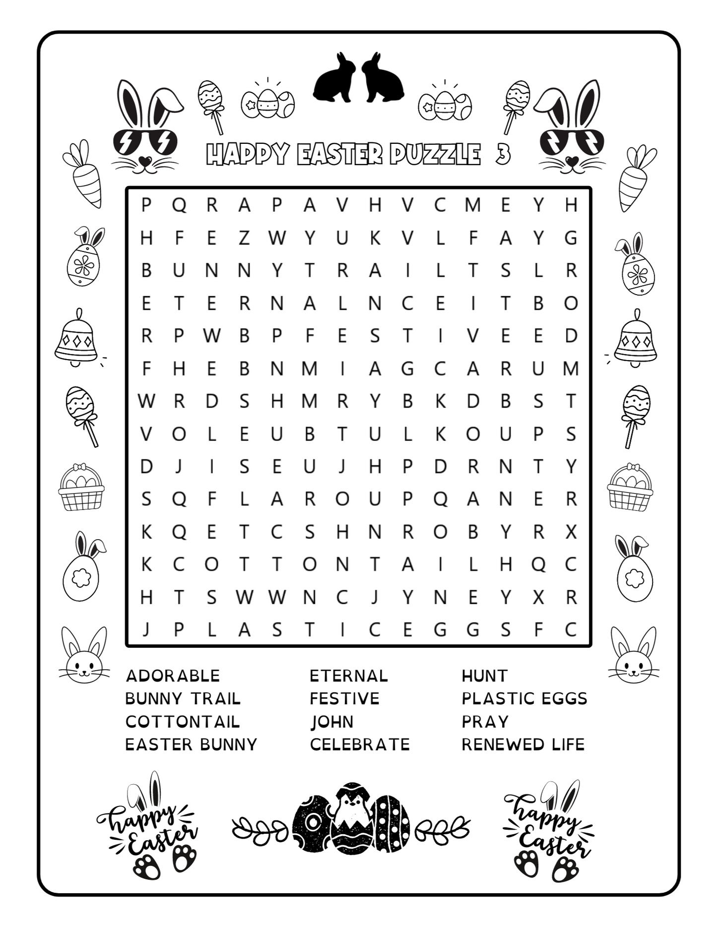 50 Pages Happy Easter Bunny Rabbit Activity Book Gift for Kids Preschool Ages Boys Girls Teens Youth Coloring Drawing Cutting Mazes Puzzles