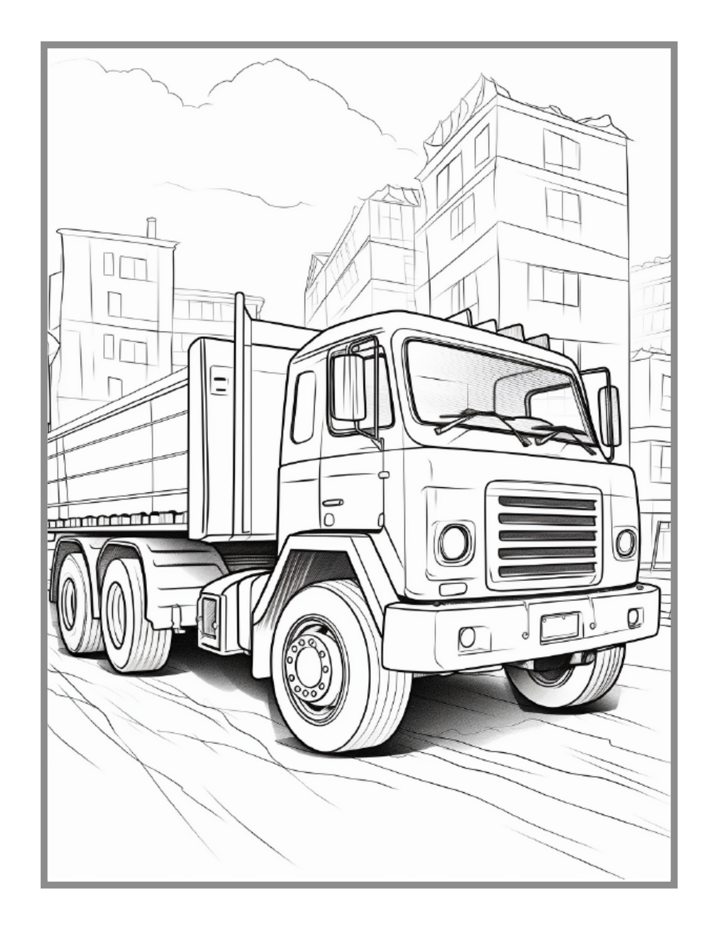 50 Pages Construction Vehicle Coloring Book Gift for Men Women Adults Kids Boys Girls Teens Children Construction Truck Coloring Pages