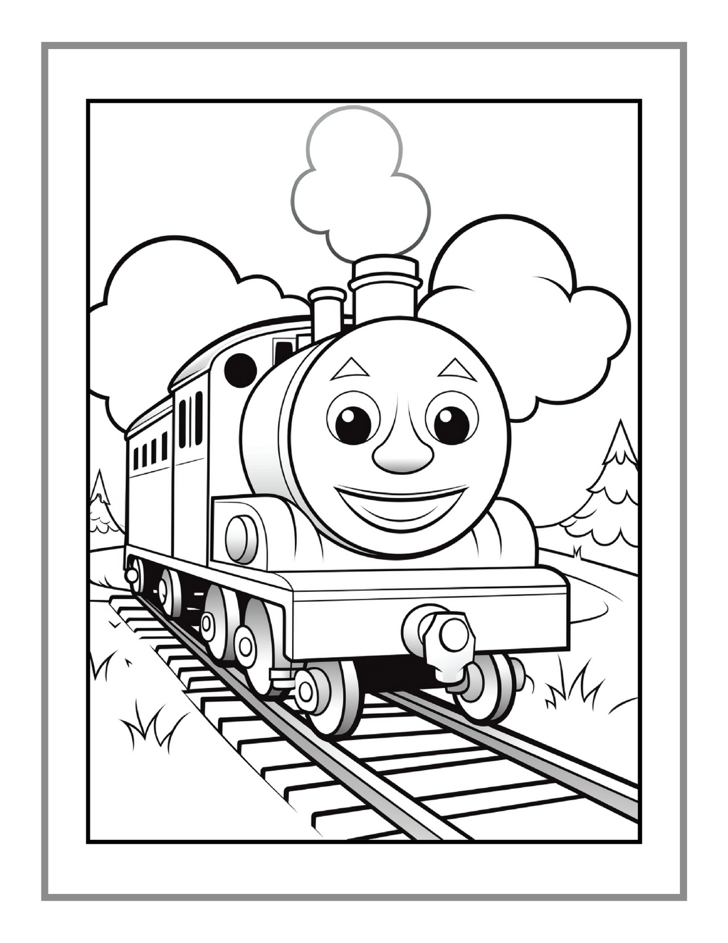 50 Pages Train Locomotive Enthusiasts Coloring Book Gift for Adults Kids Boys Girls Cute Relaxation Steam Engine Train Coloring Book Present