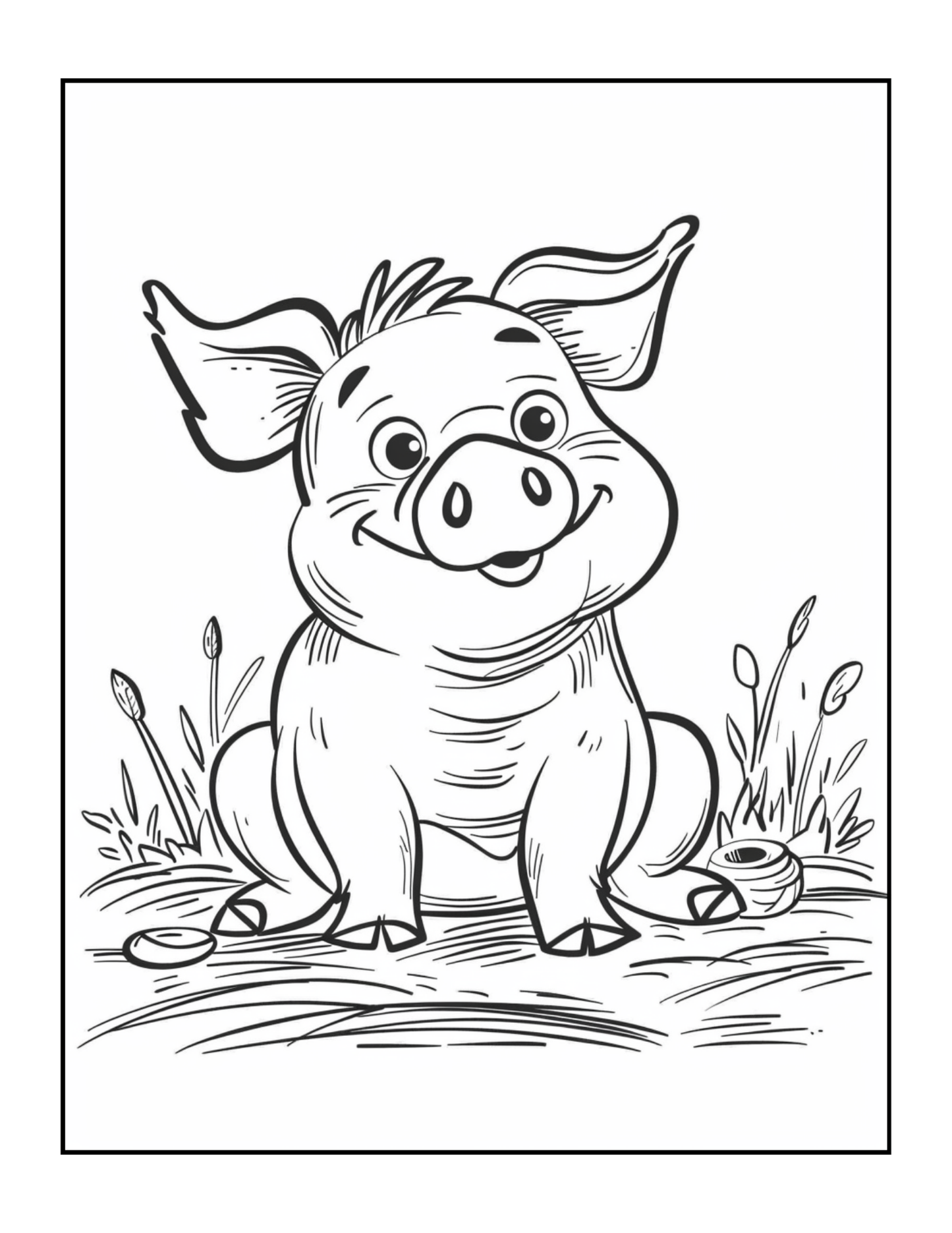 50 Pages Single Sided Cute Pig Coloring Book Gift for Adults Men Women Kids Young Boys Girls Teens Bold and Easy Simple Stress Relief
