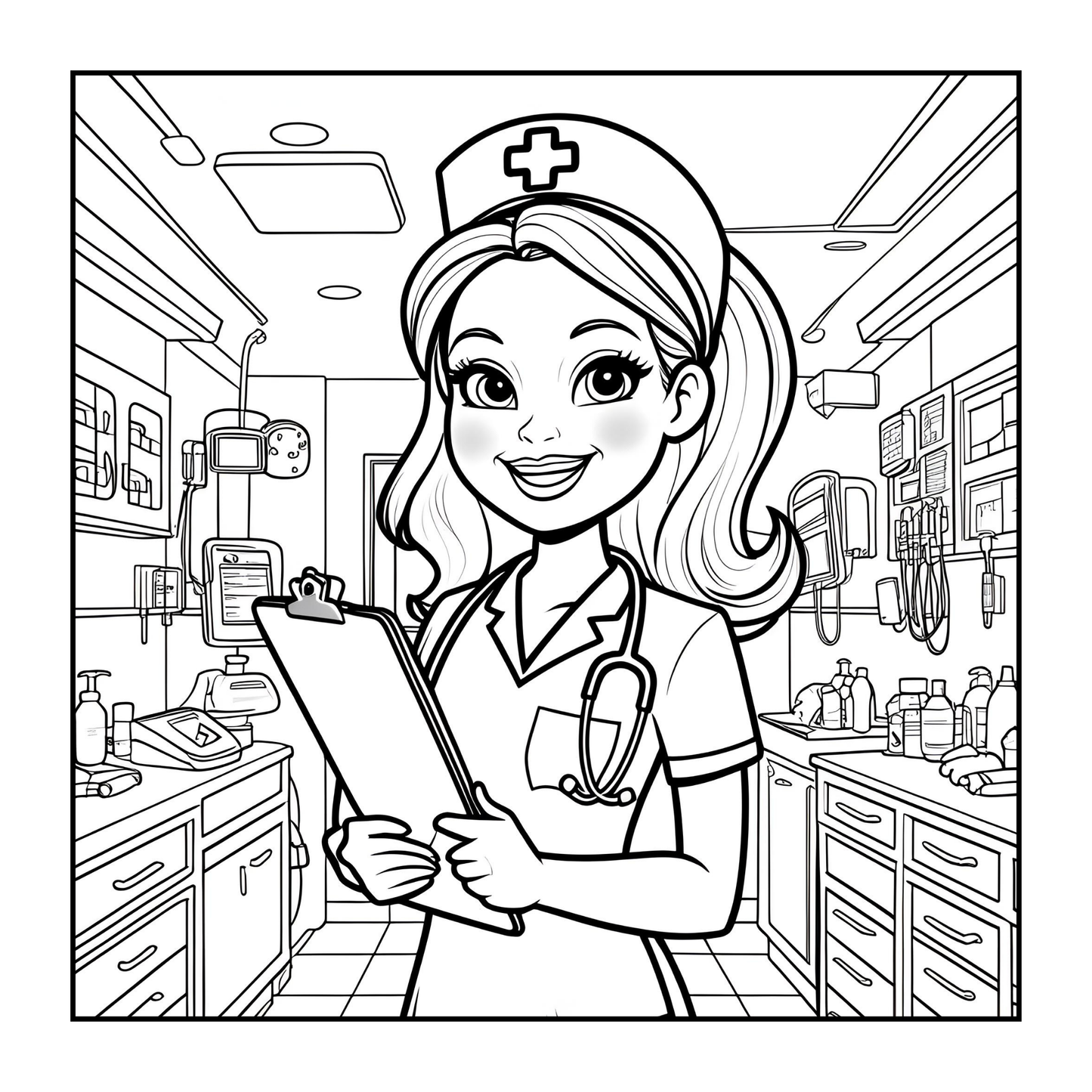 Nurse Coloring Book Gift for Adults Men Women Kids Young Boys Girls Teens 50 Pages Single Sided Hospital Nurse Coloring Activity Book