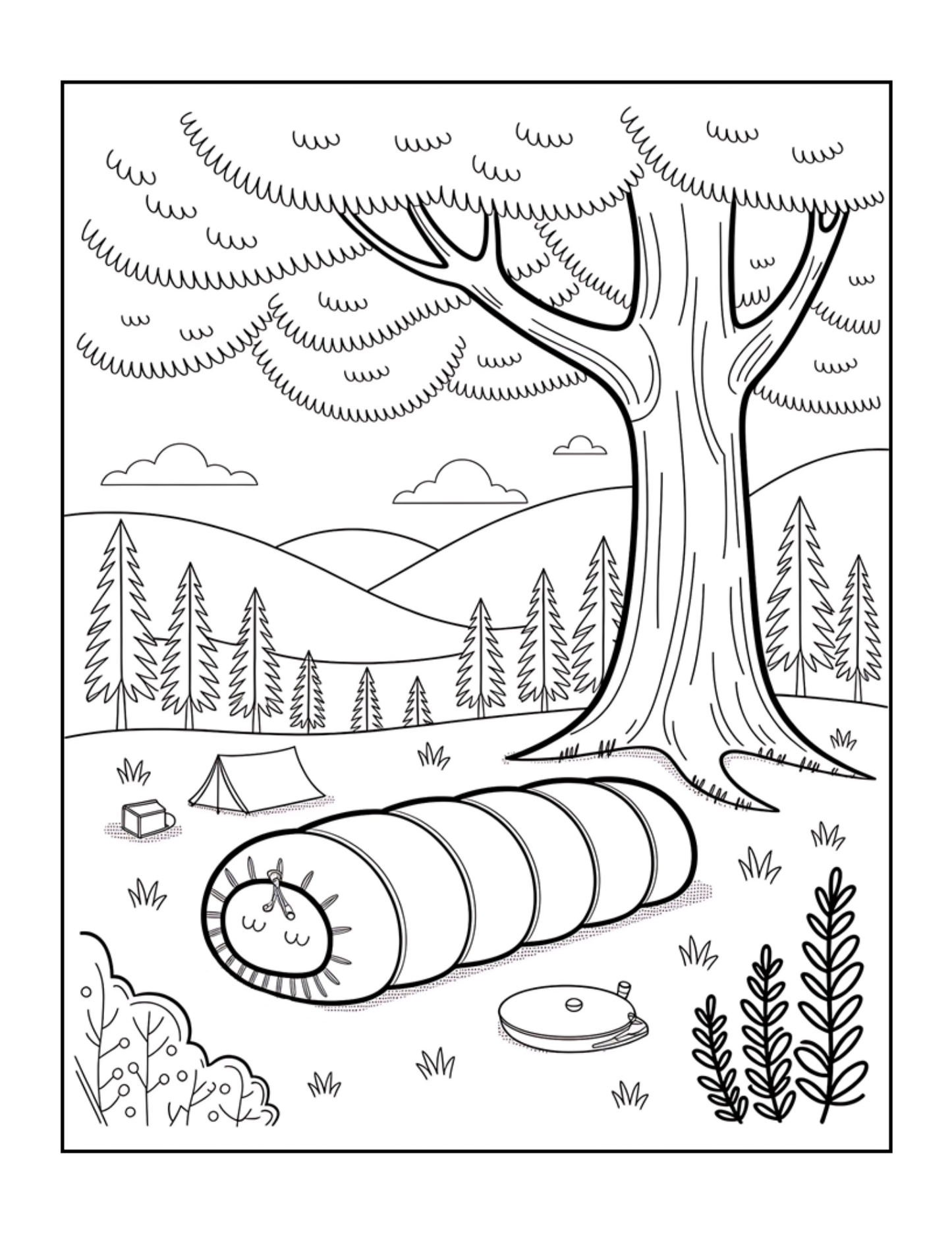Bold and Easy Cozy Camping Coloring Book Gift for Adults Men Women Kids Boys Girls Young Teens Summer Camp Camping Coloring Sheets Children