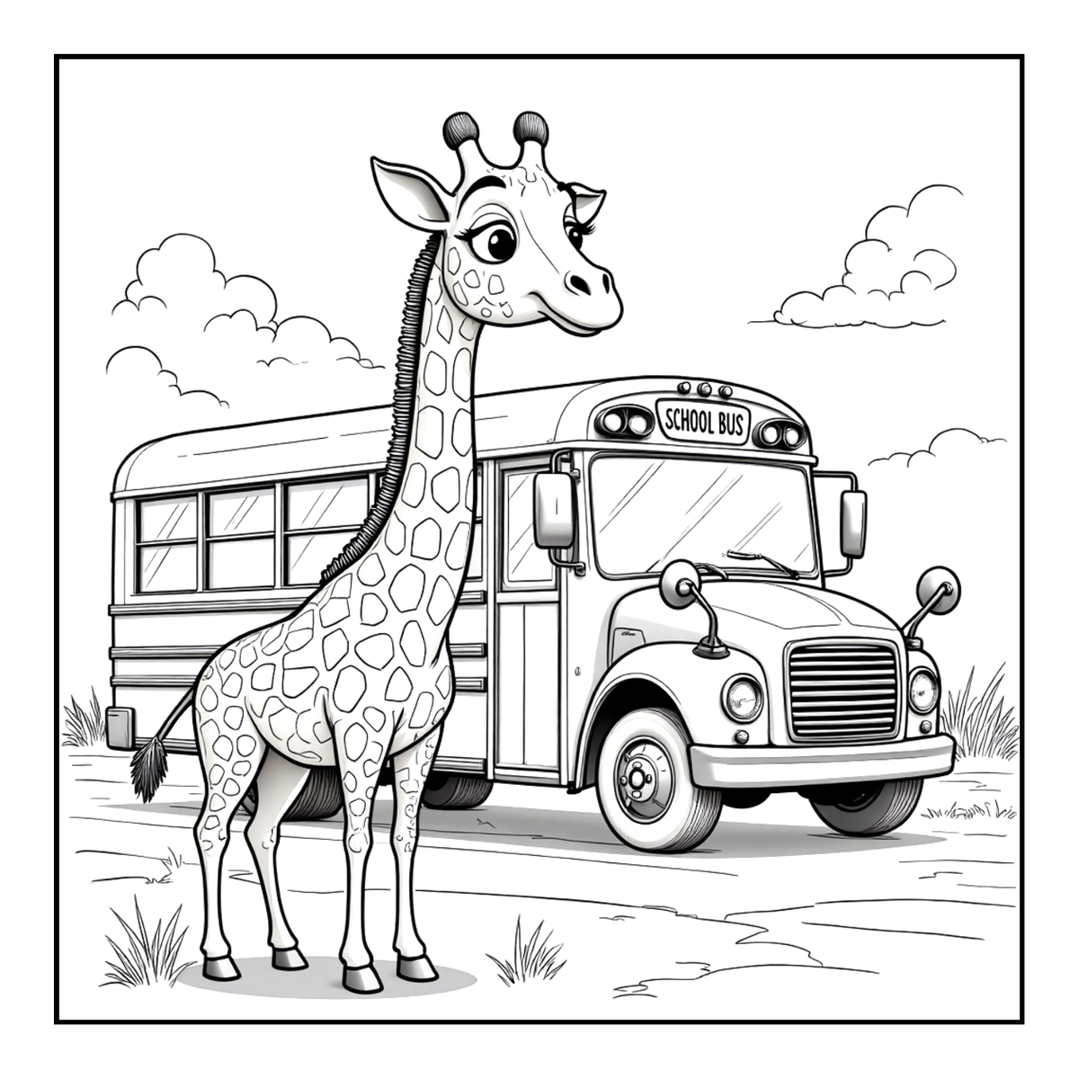 Cute Cozy Funny Giraffe Animal Coloring Book Gift for Adults Kids Boys Girls Teens: Single Sided Bold and Easy Little Giraffe Coloring Book