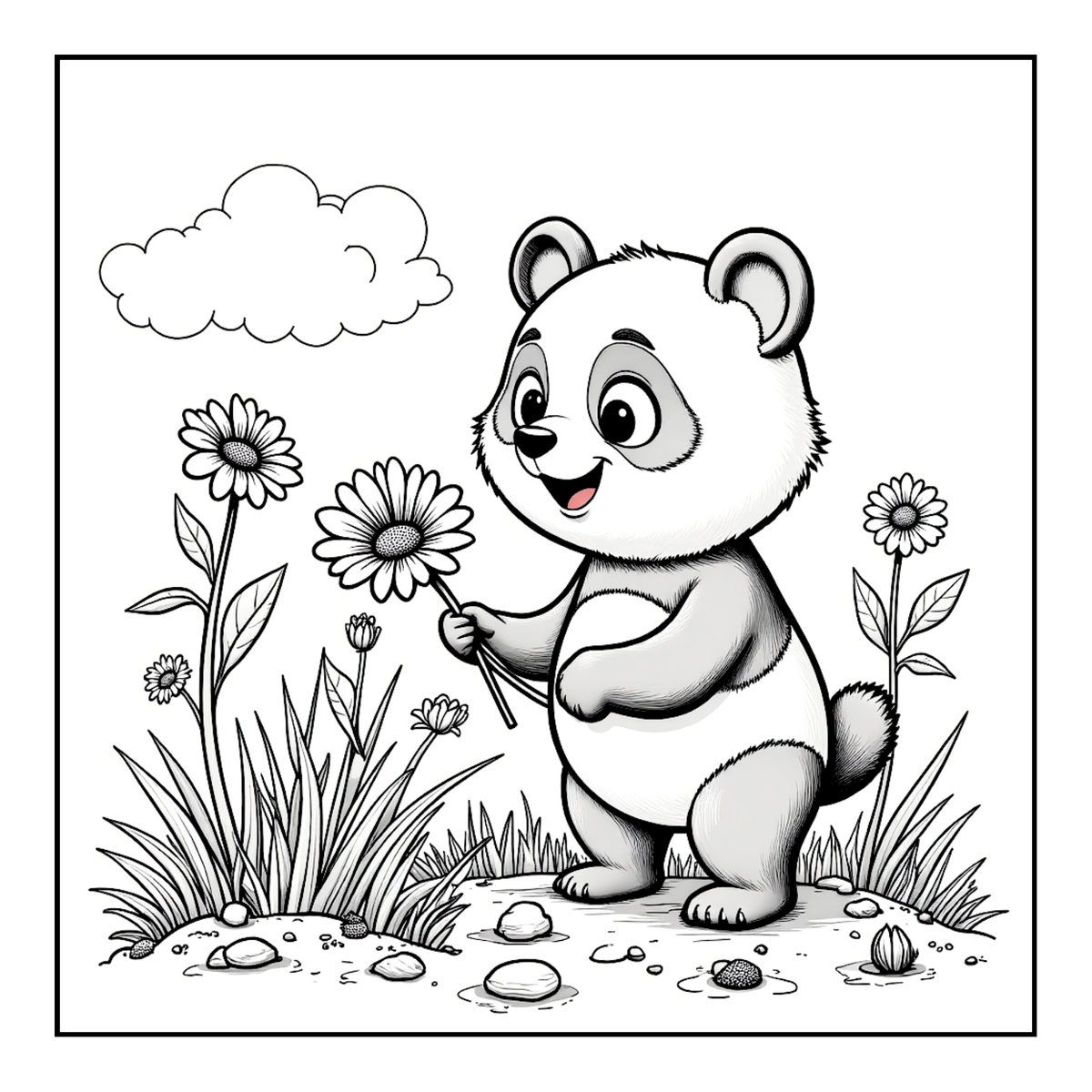 Cute Cozy Panda Bear Animal Coloring Book Gift for Adults Kids Boys Girls Teens: Single Sided Bold and Easy Cool Panda Bear Coloring Book