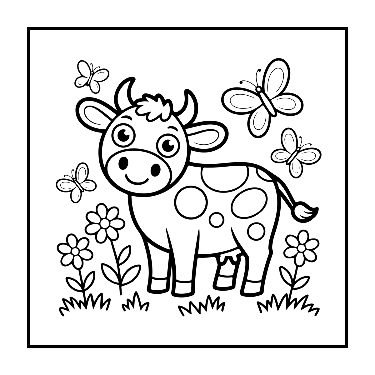 Cute Cow Coloring Book Gift for Adults Kids Boys Girls Teens: Single Sided Pages 25 Designs Cozy Cow Animal Coloring Book for Children