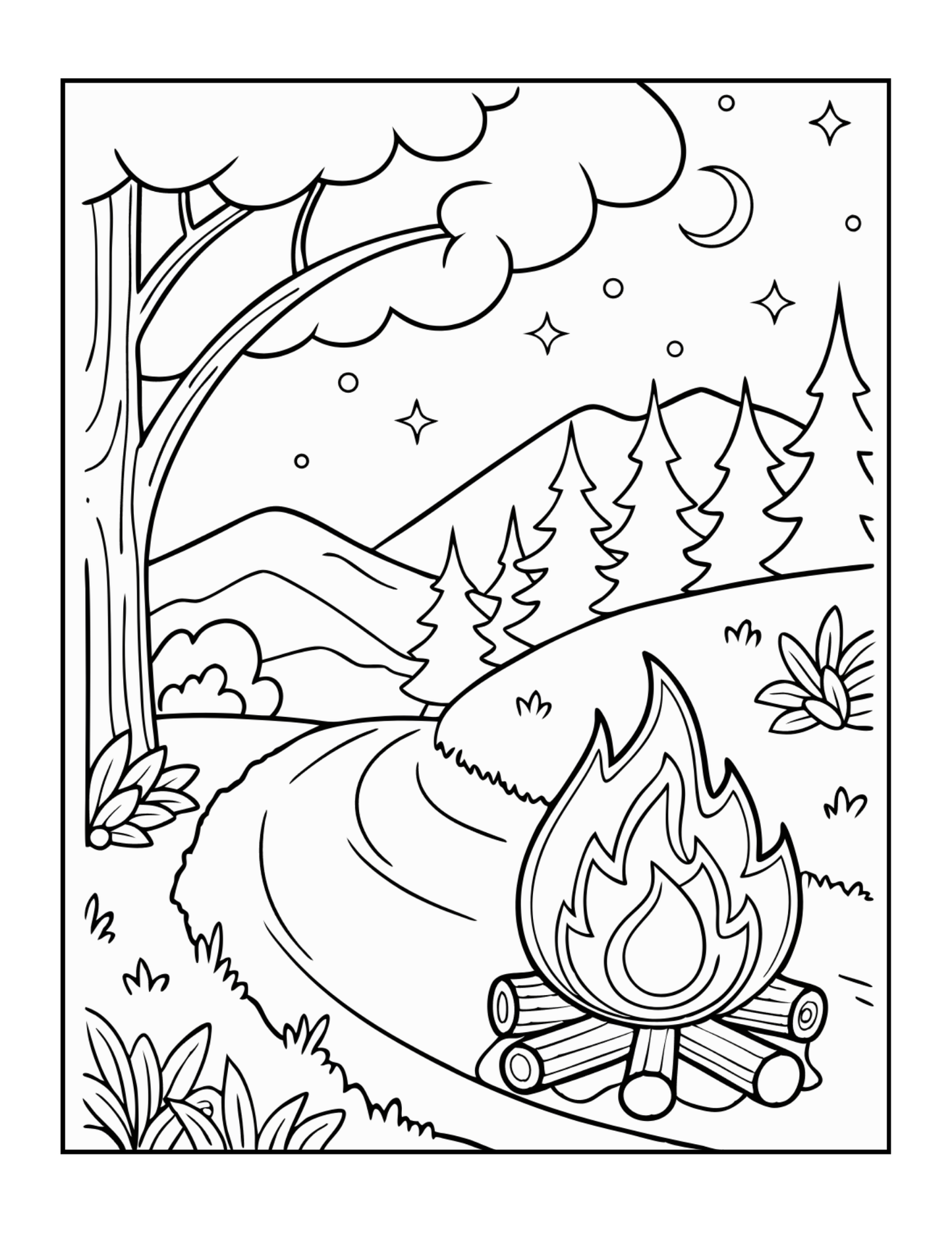 Bold and Easy Cozy Camping Coloring Book Gift for Adults Men Women Kids Boys Girls Young Teens Summer Camp Camping Coloring Sheets