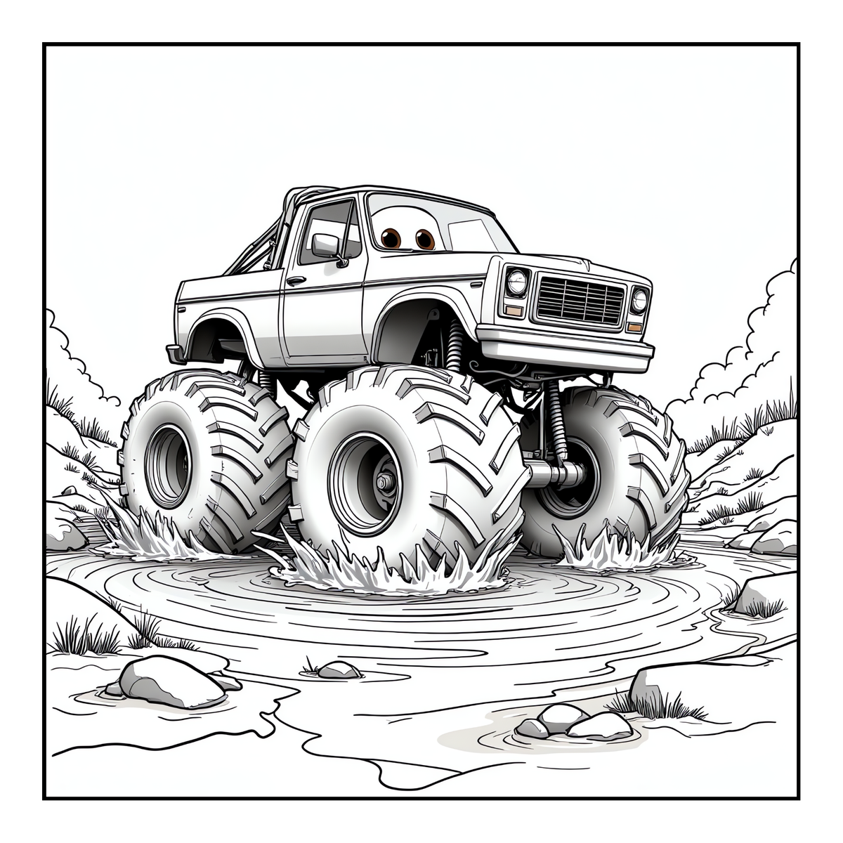 Monster Truck Coloring Book for Kids Adults: Easy Monster Truck Coloring Book Pages for Toddlers Boys Girls Adults