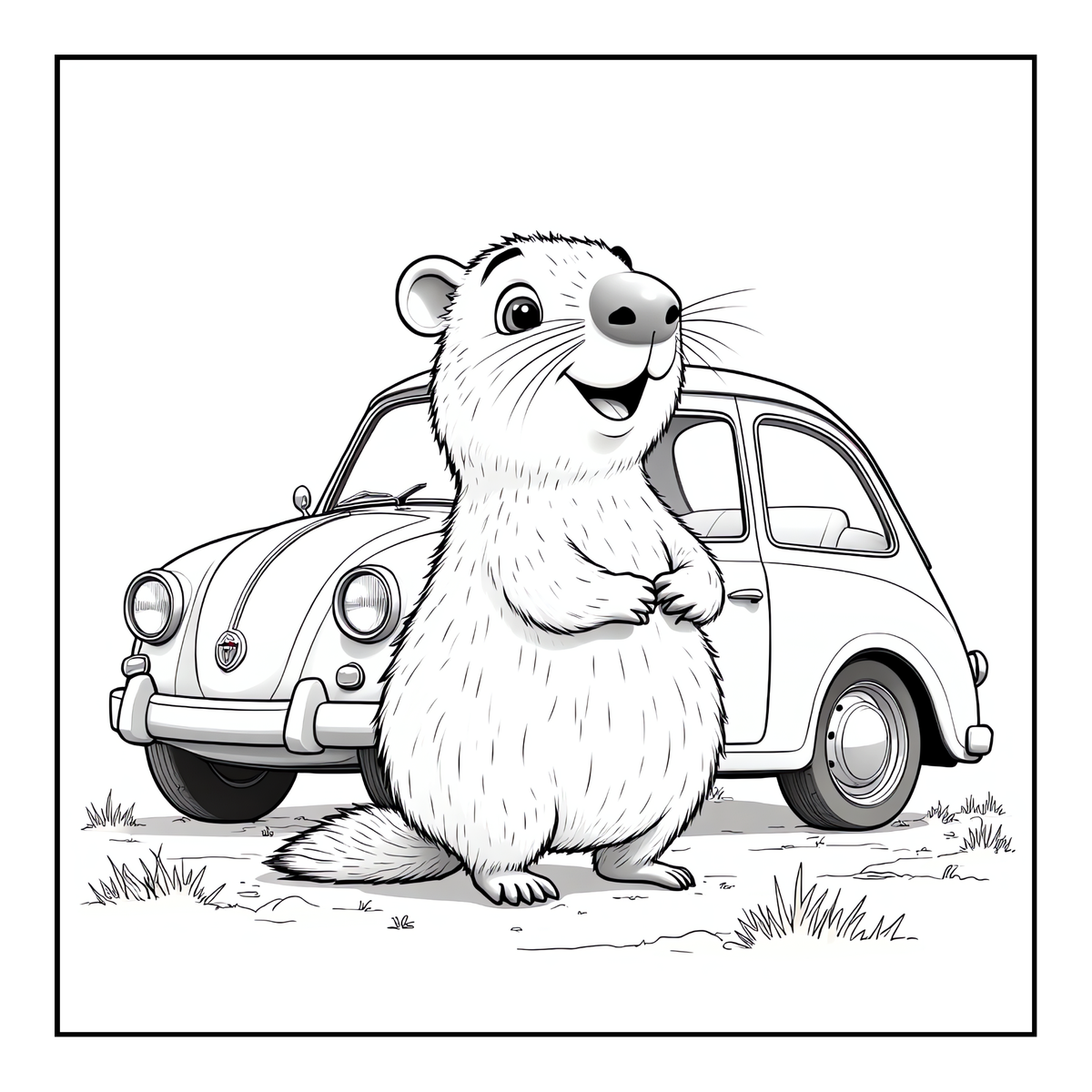 Cute Cozy Funny Capybara Animal Coloring Book Gift for Adults Kids Boys Girls Teens: Single Sided Bold and Easy Cool Capybara Coloring Book