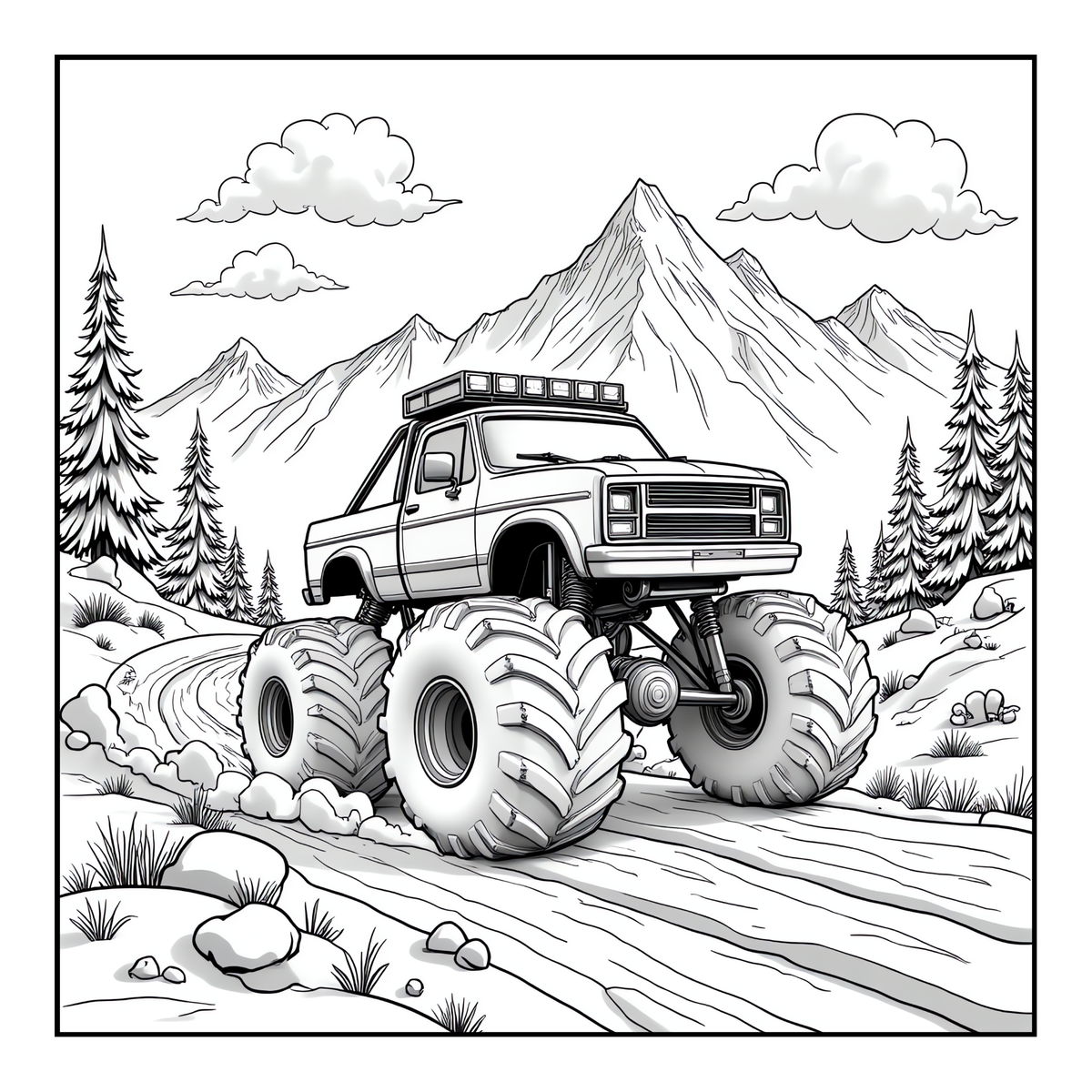 Monster Truck Coloring Book for Kids Adults: Easy Monster Truck Coloring Book Pages for Toddlers Boys Girls Adults