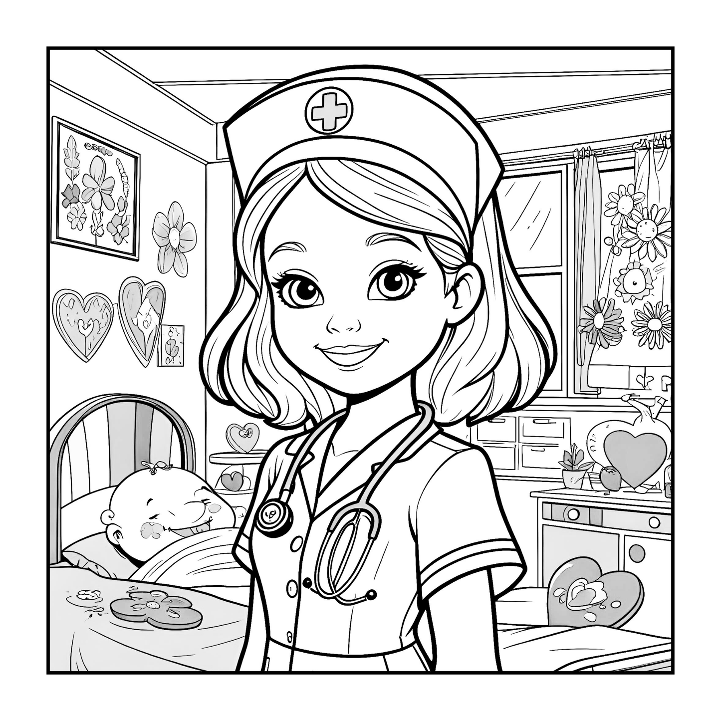 Nurse Coloring Book Gift for Adults Men Women Kids Young Boys Girls Teens Bold and Easy Stress Relief ER Nurse Coloring Sheets