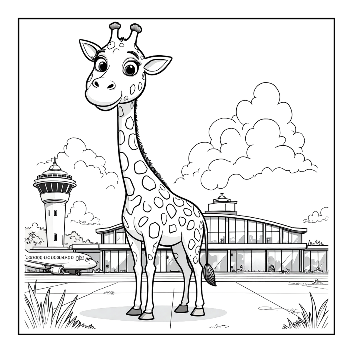 Cute Cozy Funny Giraffe Animal Coloring Book Gift for Adults Kids Boys Girls Teens: Single Sided Bold and Easy Little Giraffe Coloring Book