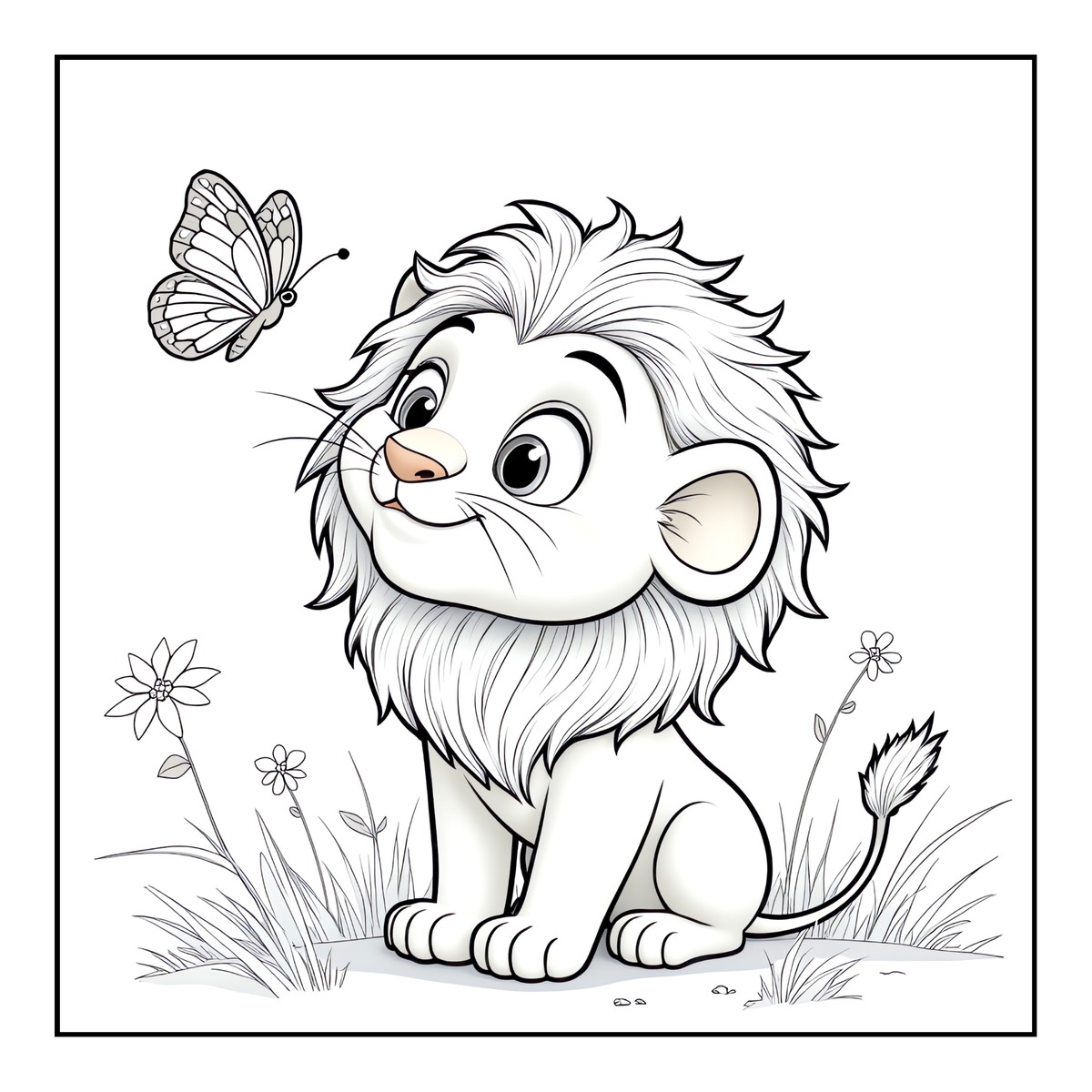 Cute Cozy Funny Lion Animal Coloring Book Gift for Adults Kids Boys Girls Teens: Single Sided Bold and Easy Cool Lion Themed Coloring Book