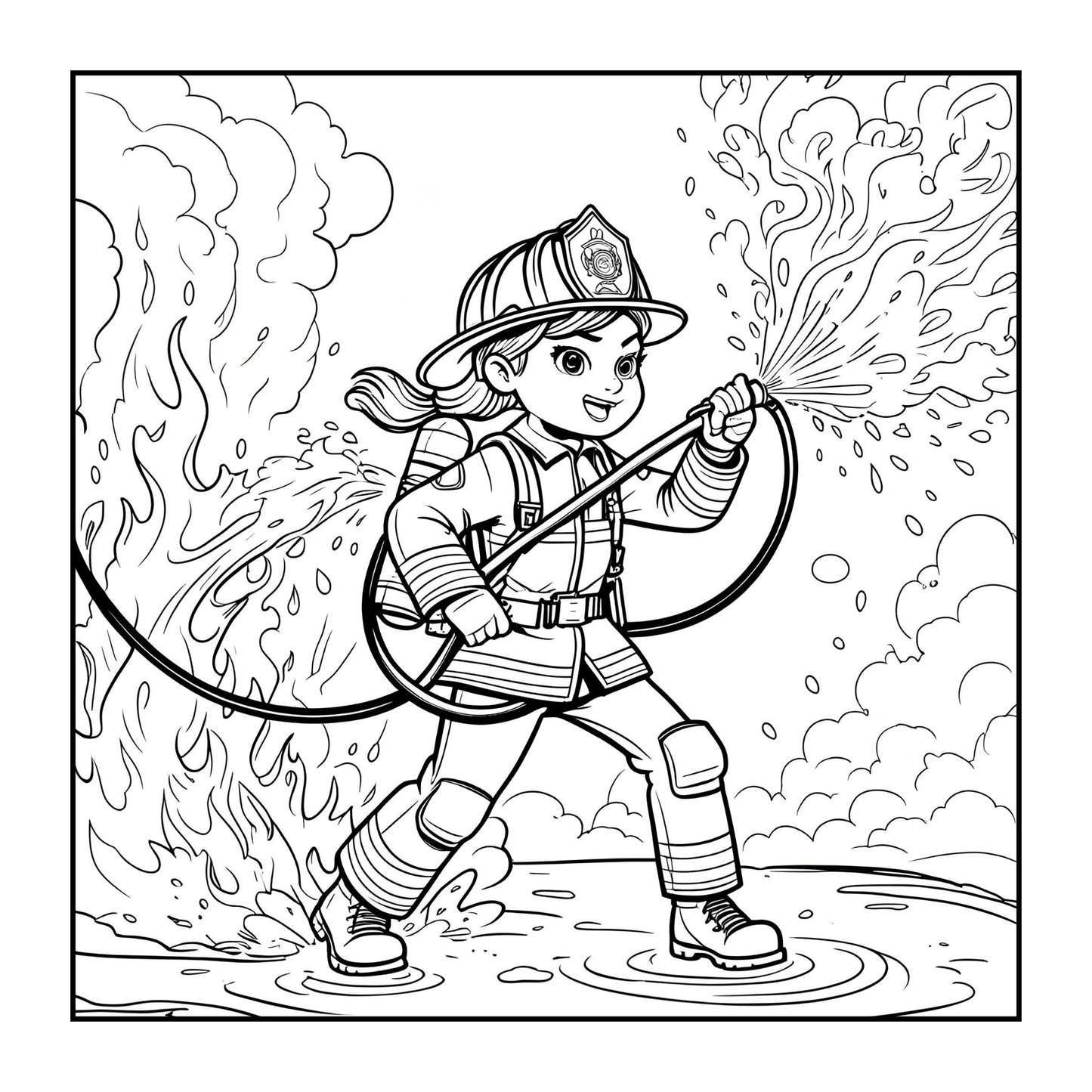 Cool Firefighter Coloring Book Gift for Adults Men Women Kids Boys Girls Teens 50 Pages Single Sided Fire Truck Fireman Firewoman Coloring