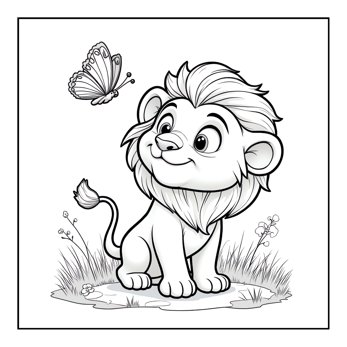 Cute Cozy Funny Lion Animal Coloring Book Gift for Adults Kids Boys Girls Teens: Single Sided Bold and Easy Cool Lion Themed Coloring Book