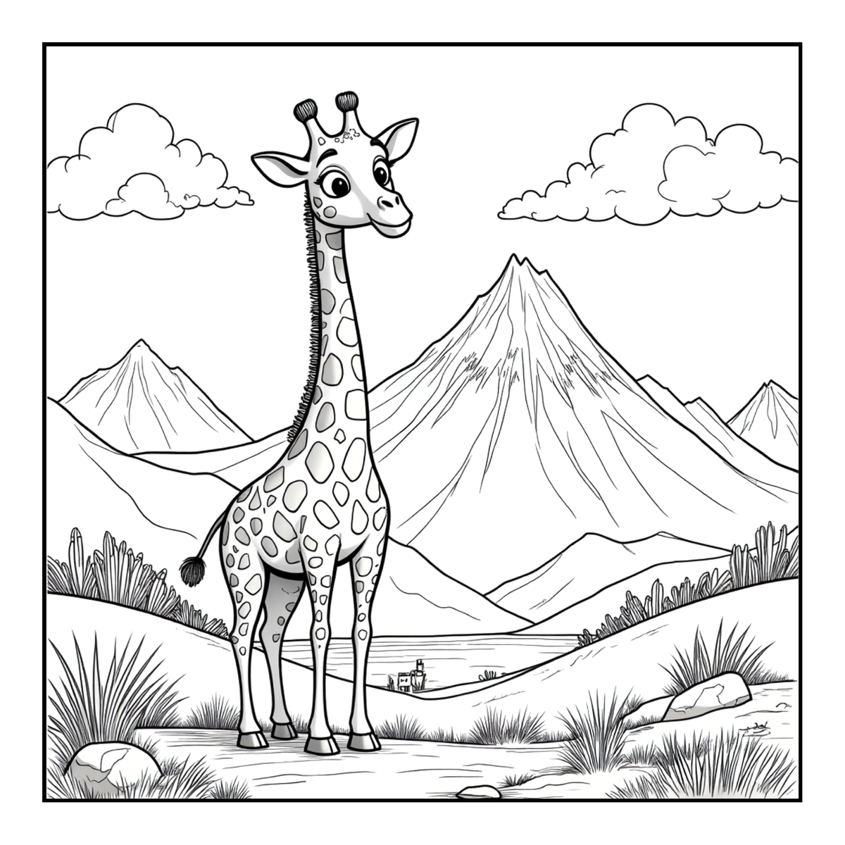 Cute Cozy Funny Giraffe Animal Coloring Book Gift for Adults Kids Boys Girls Teens: Single Sided Bold and Easy Little Giraffe Coloring Book