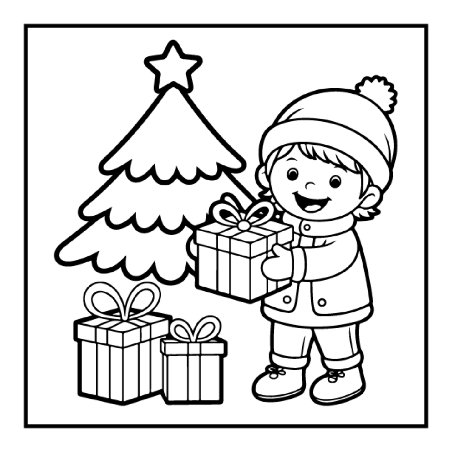 Kawaii Cozy Christmas Coloring Book for Adults Kids Boys Girls Teens Bold and Easy Merry Christmas Activity Coloring Sheets Winter Season