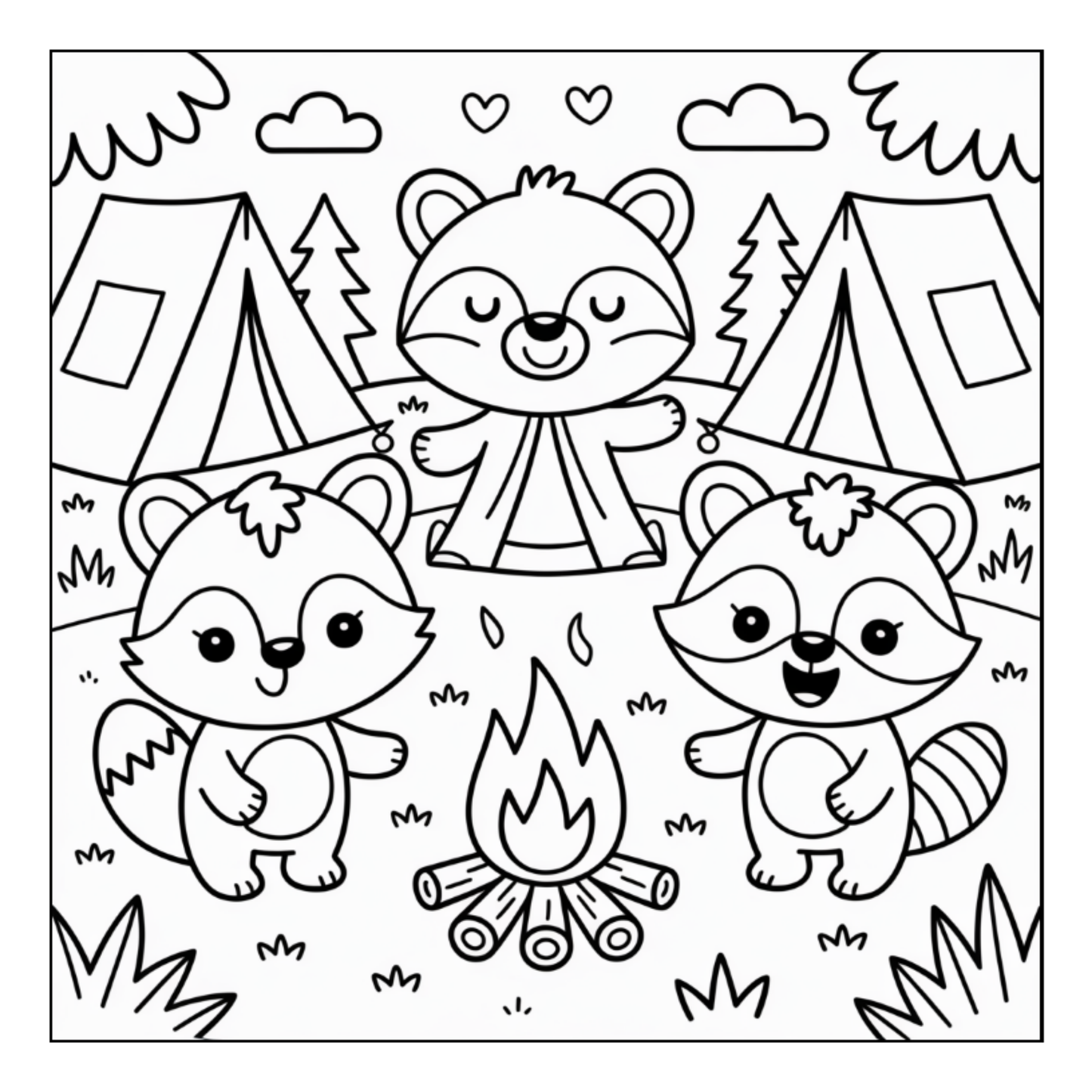 Bold and Easy Cozy Camping Coloring Book Gift for Adults Men Women Kids Boys Girls Young Teens Summer Camp Camping Coloring Sheets Children