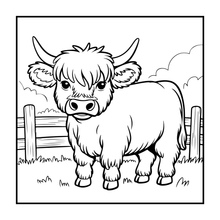Load image into Gallery viewer, Highland Cow Coloring Book Gift for Adults Kids Boys Girls Teens: Single Sided Pages 25 Designs Cozy Cow Coloring Book for Children
