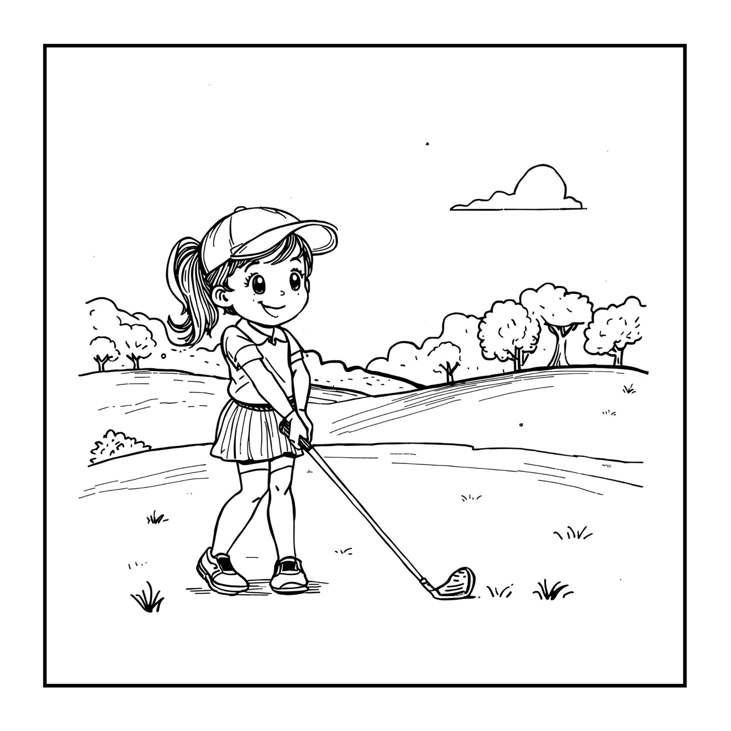 Golf Player Golfer Coloring Book for Adults Men Women Kids Boys Girls Teens Youth Single Sided Golfing Coloring Activity Book for Children
