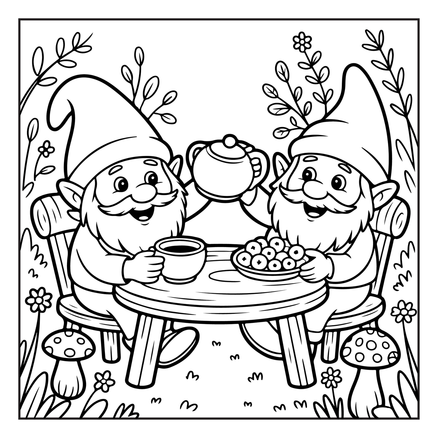 Cozy and Comfy Garden Gnomes Coloring Book Gift for Adults Men Women Kids Boys Girls Teens Bold Easy Simple Whimsical Gnome Coloring Sheets
