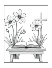 Load image into Gallery viewer, Christian Coloring Book for Adults Kids Boys Girls Teens, Bold and Easy Bible Story Designs, Single Sided Jesus Faith Devotional Gift
