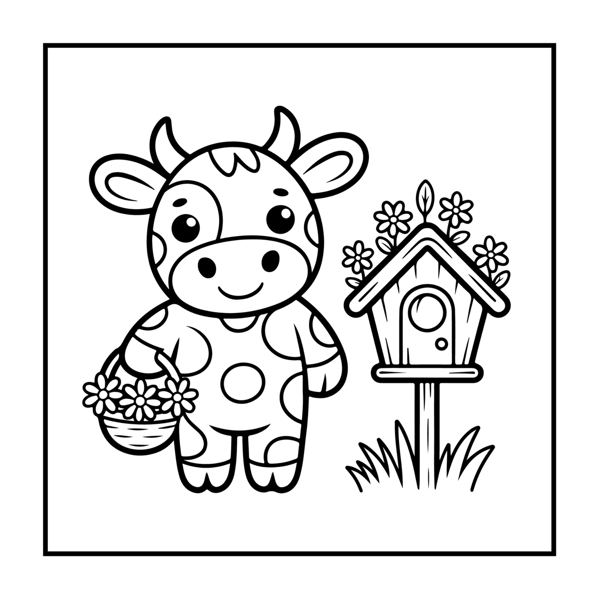 Cute Cow Coloring Book Gift for Adults Kids Boys Girls Teens: Single Sided Pages 25 Designs Cozy Cow Animal Coloring Book for Children