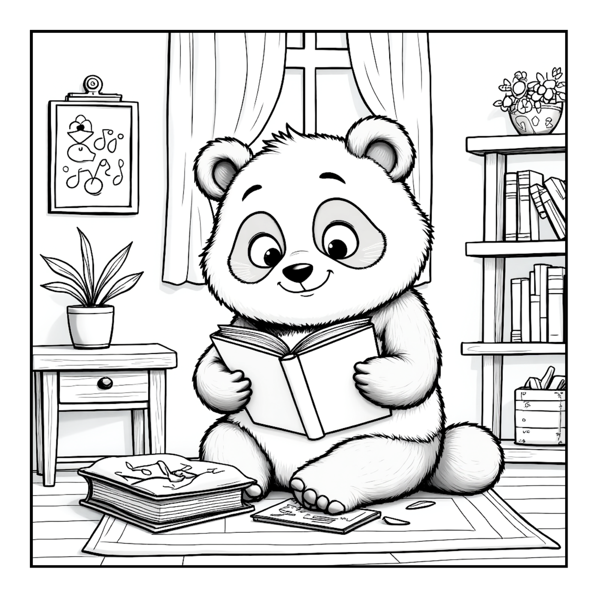 Cute Cozy Panda Bear Animal Coloring Book Gift for Adults Kids Boys Girls Teens: Single Sided Bold and Easy Cool Panda Bear Coloring Book