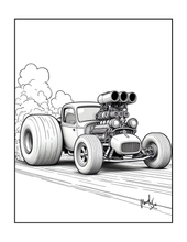 Load image into Gallery viewer, Printed Car Coloring Book for Kids Adults 25 Easy Vehicle Designs Physical Auto Activity Book Single Sided Pages Race Cars Off Road
