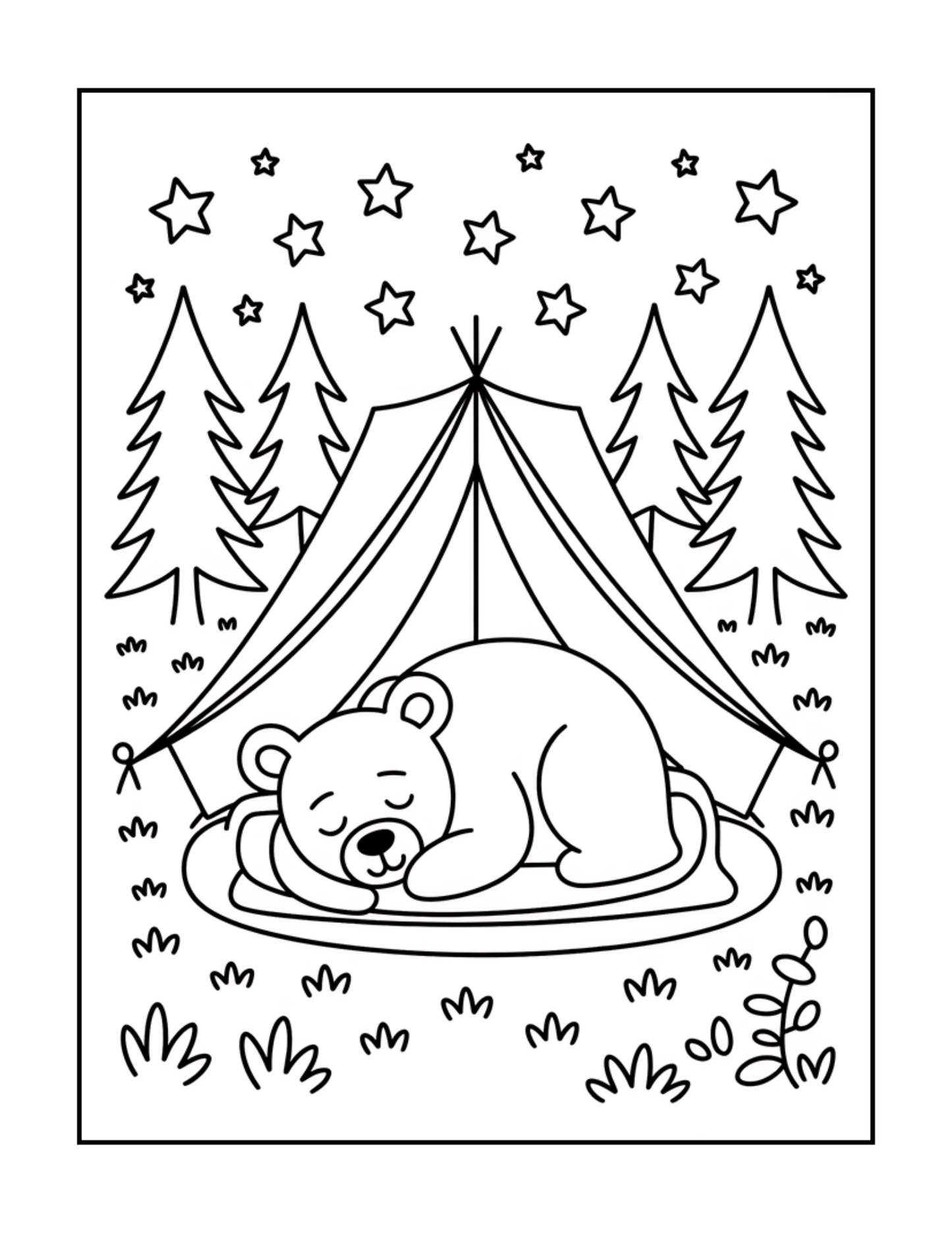 Bold and Easy Cozy Camping Coloring Book Gift for Adults Men Women Kids Boys Girls Young Teens Summer Camp Camping Coloring Sheets Children