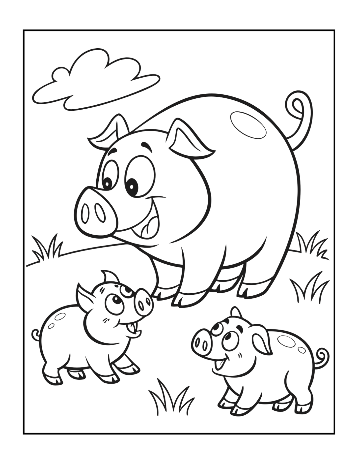 50 Pages Single Sided Cute Pig Coloring Book Gift for Adults Men Women Kids Young Boys Girls Teens Cool Piggy Coloring Activity Book