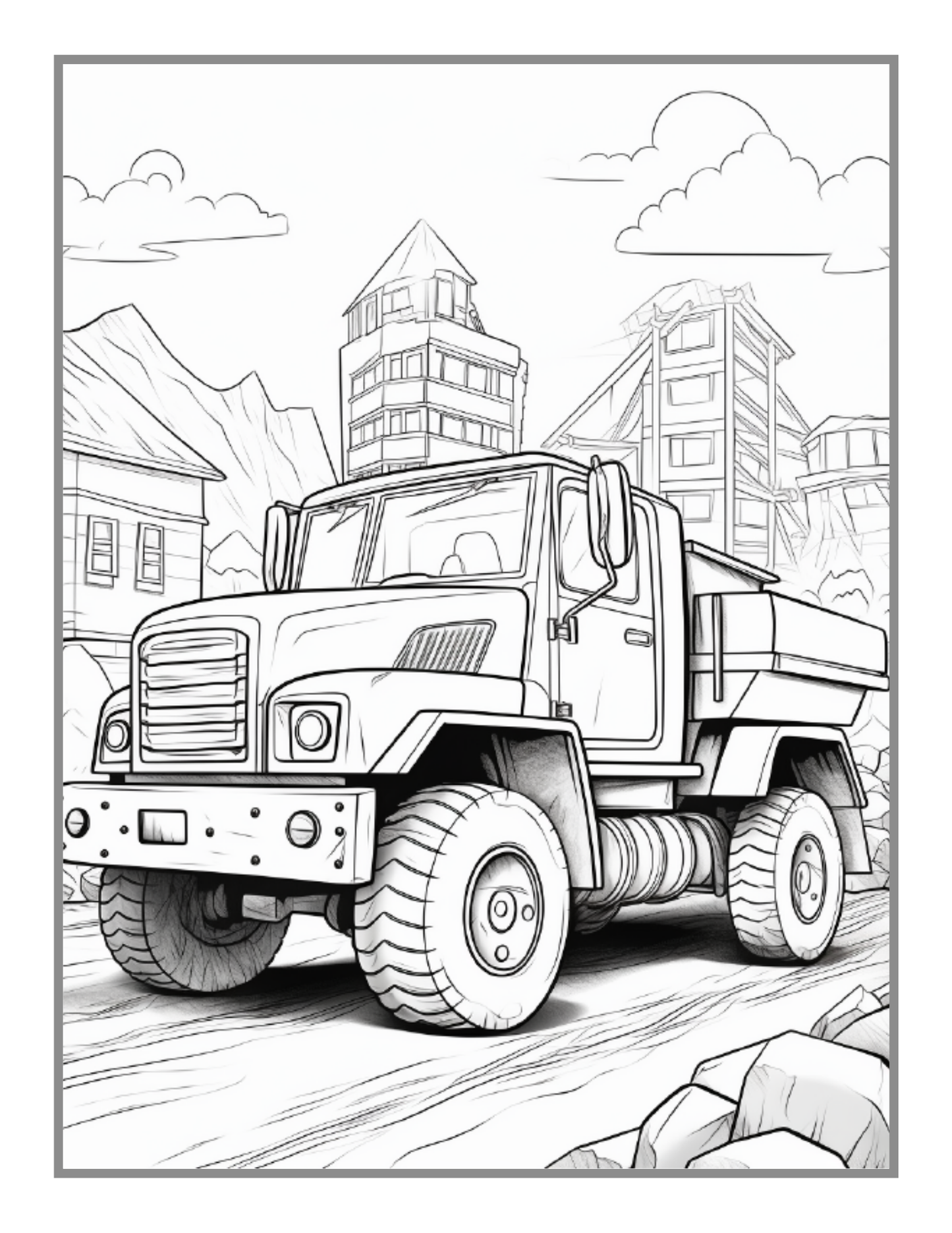 50 Pages Construction Vehicle Coloring Book Gift for Men Women Adults Kids Boys Girls Teens Children Construction Truck Coloring Pages