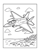 Load image into Gallery viewer, Military Jet Fighter Plane Coloring Book for Kids Adults Boys Girls: 50 Pages Single Sided F-35 Lightning Fighter Jet Airplane Coloring Book
