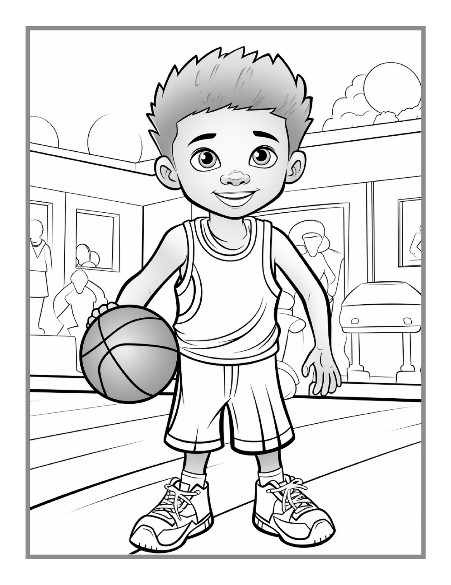 50 Pages Basketball Coloring Book Gift for Adults Kids Men Women Boys Girls Teens Youth Bold and Easy Funny Relaxing Coloring Book