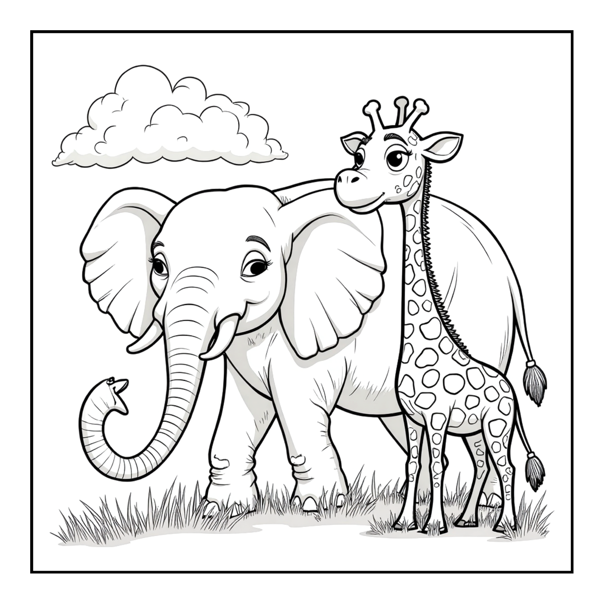 Cute Cozy Funny Giraffe Animal Coloring Book Gift for Adults Kids Boys Girls Teens: Single Sided Bold and Easy Little Giraffe Coloring Book