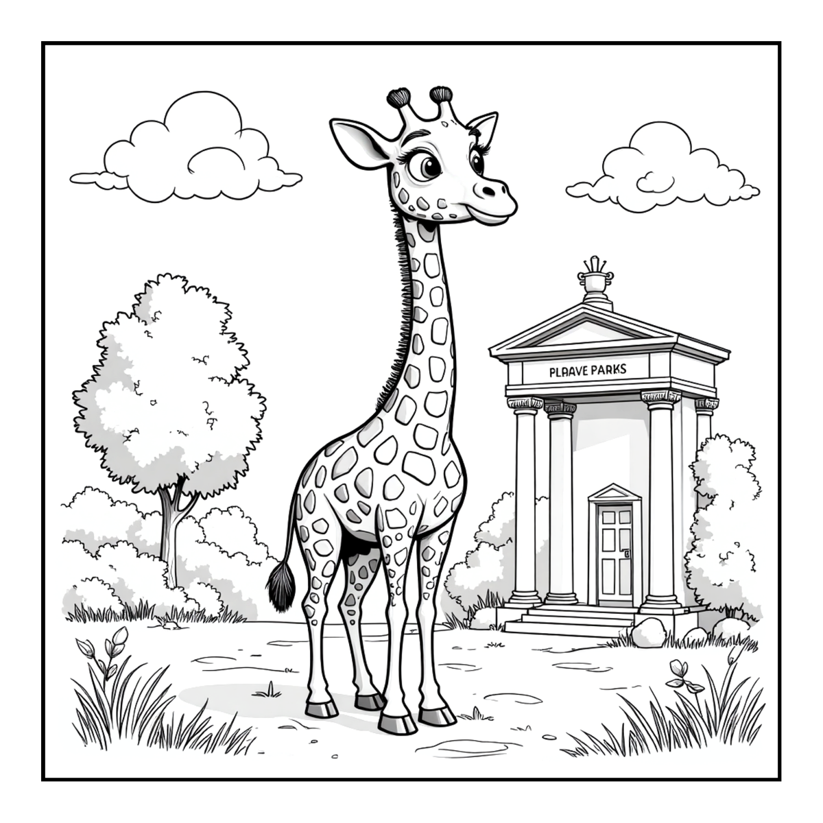 Cute Cozy Funny Giraffe Animal Coloring Book Gift for Adults Kids Boys Girls Teens: Single Sided Bold and Easy Little Giraffe Coloring Book