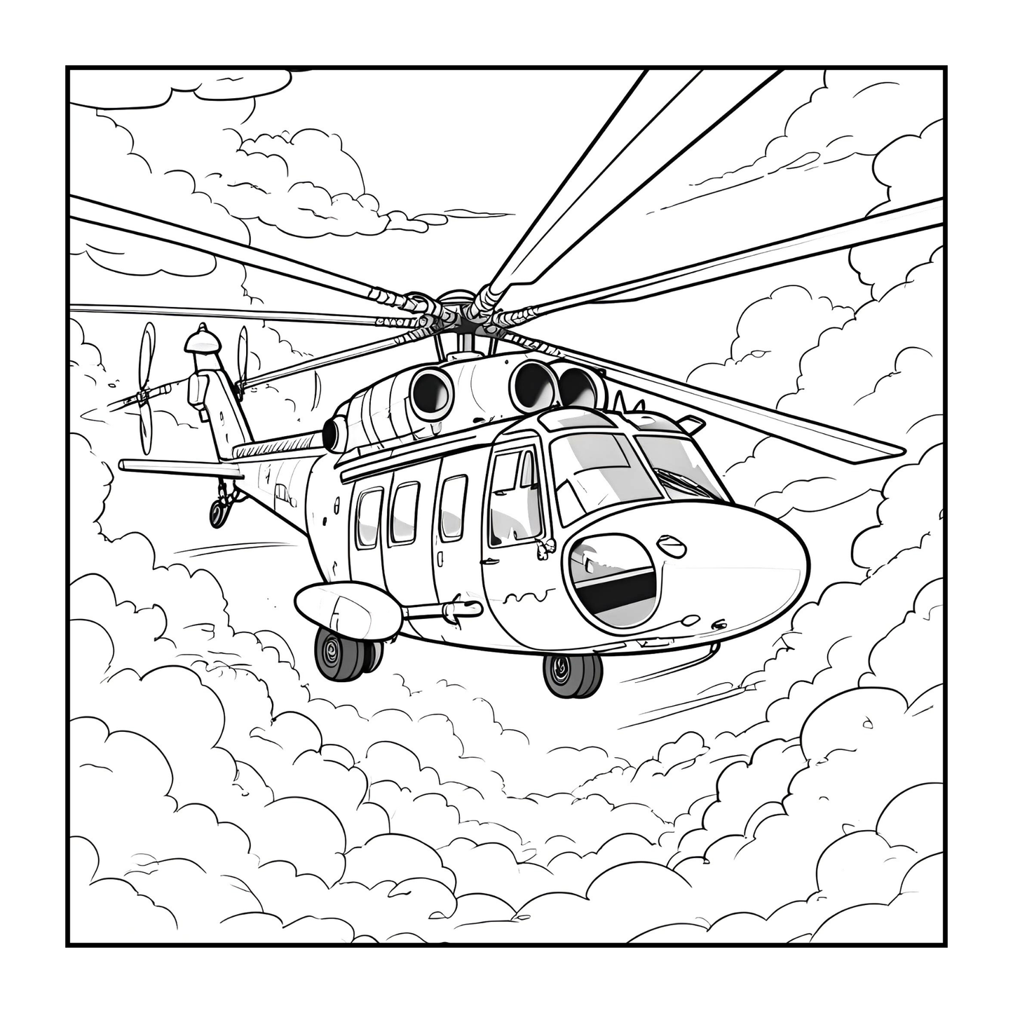 Military Helicopter Coloring Book Gift for Adults Kids Boys Girls Teens Bold and Easy 50 Pages Single Sided Coloring Activity Book Children