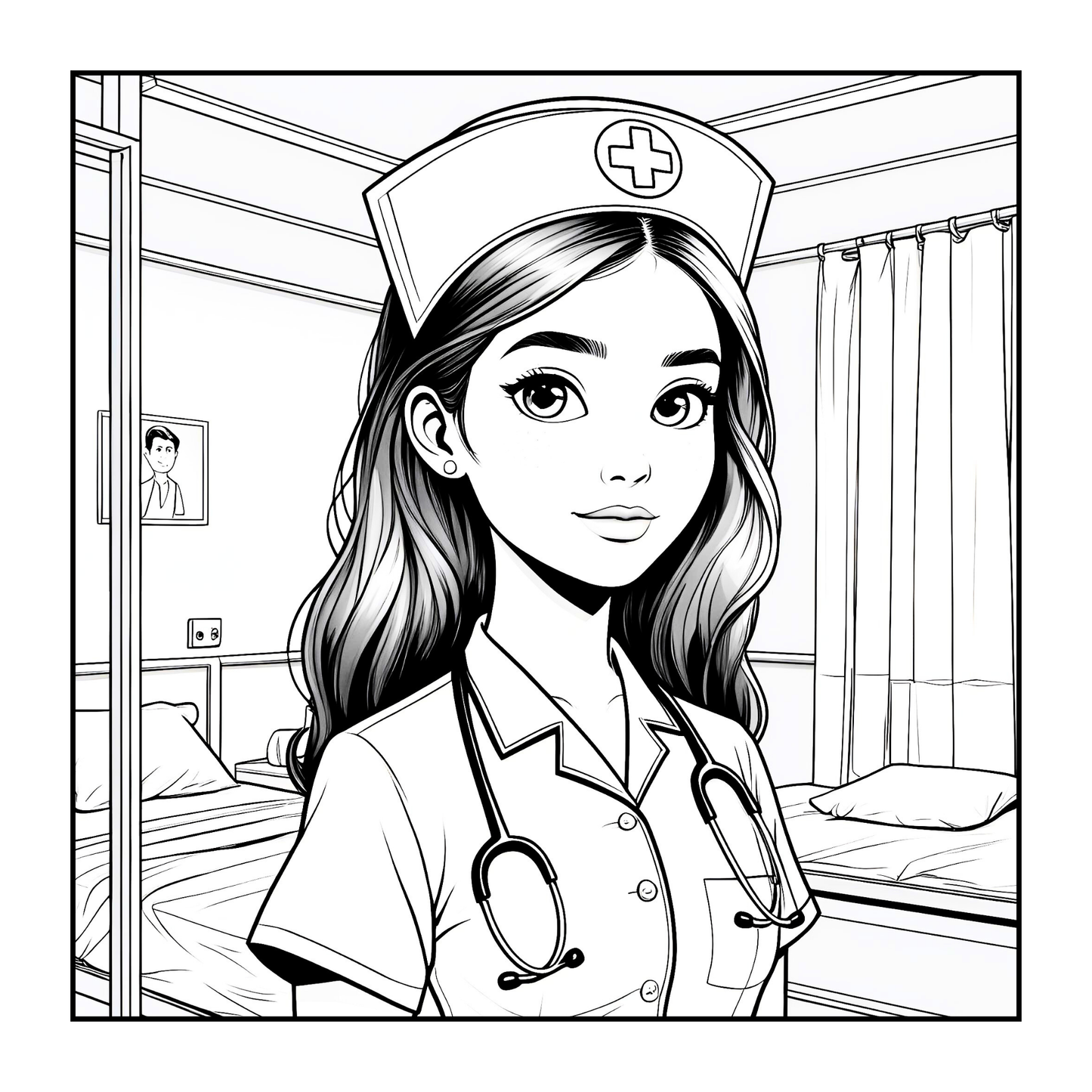 Nurse Coloring Book Gift for Adults Men Women Kids Young Boys Girls Teens 50 Pages Single Sided Hospital Nurse Coloring Activity Book