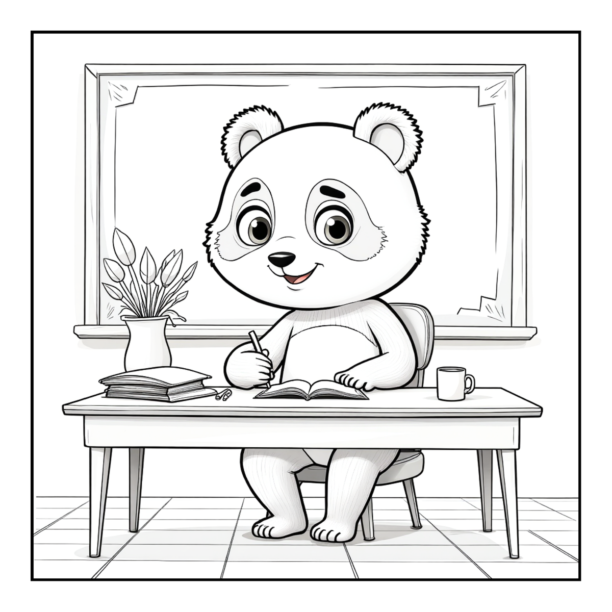 Cute Cozy Panda Bear Animal Coloring Book Gift for Adults Kids Boys Girls Teens: Single Sided Bold and Easy Cool Panda Bear Coloring Book