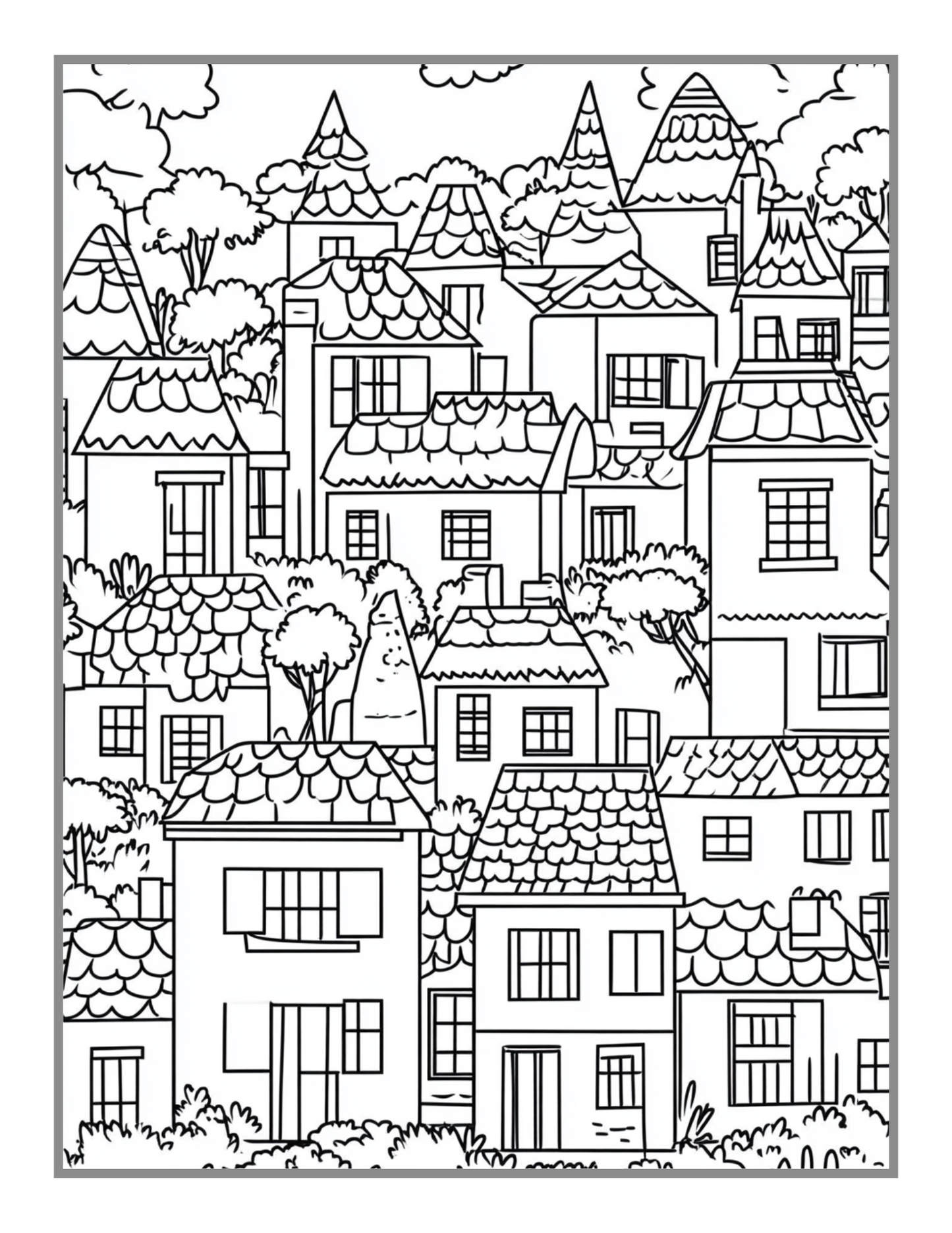 50 Pages Cozy Village Coloring Book Christmas Holiday Gift Adults Kids Men Women Boys Girls Teens Cool Little Forest Village Coloring Book