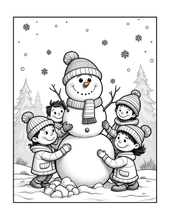 Load image into Gallery viewer, Christmas Coloring Book for Kids Adults Cute Snowman Holiday Activity Printed Softcover Book Bold Easy Winter Holiday Gift Single Sided Page
