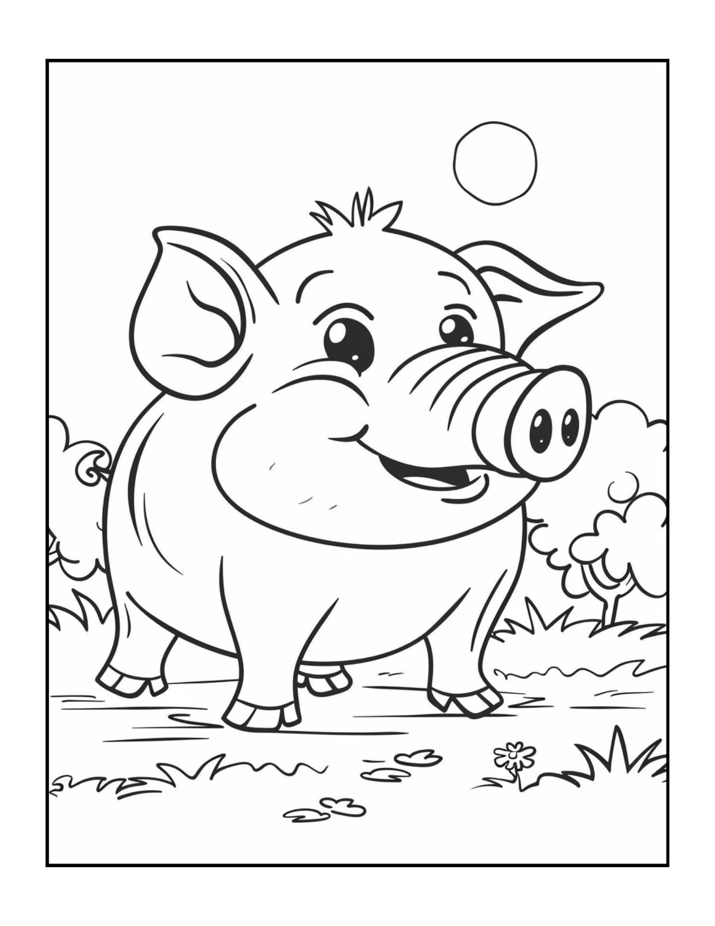50 Pages Single Sided Cute Pig Coloring Book Gift for Adults Men Women Kids Young Boys Girls Teens Bold and Easy Simple Stress Relief