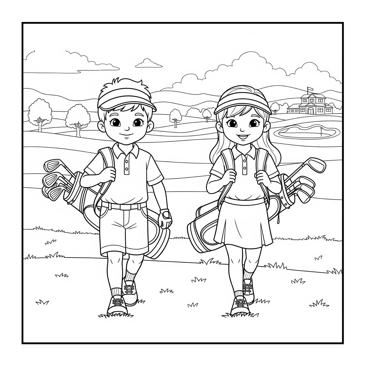 Golf Player Golfer Coloring Book for Adults Men Women Kids Boys Girls Teens Youth Simple Stress Free Relief Coloring Book Golfing Coloring